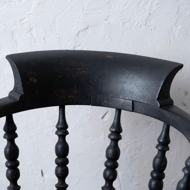 Black Captain's Chair in Black, c.1880 For Sale - Image 8 of 18