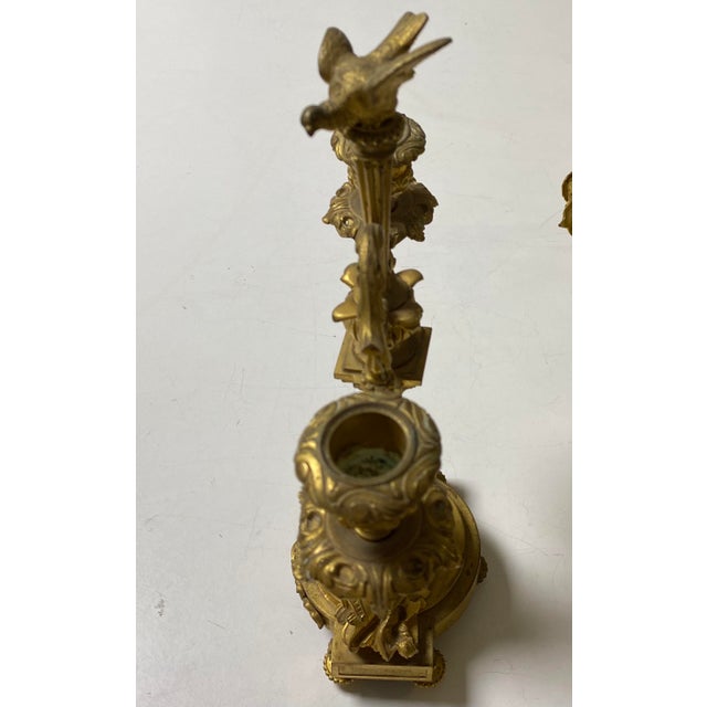 Antique French Gilt Candlesticks - a Pair For Sale - Image 4 of 7