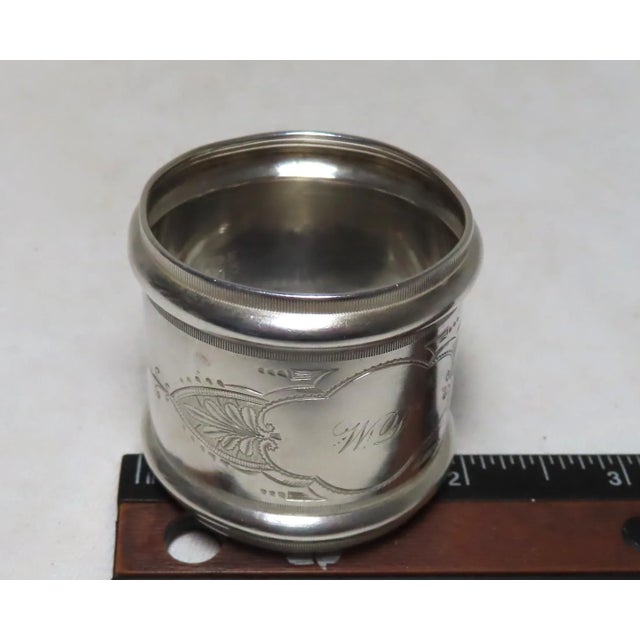 Large - Oversize Antique American Solid Coin Silver Napkin Ring by Wood & Hughes For Sale - Image 12 of 13