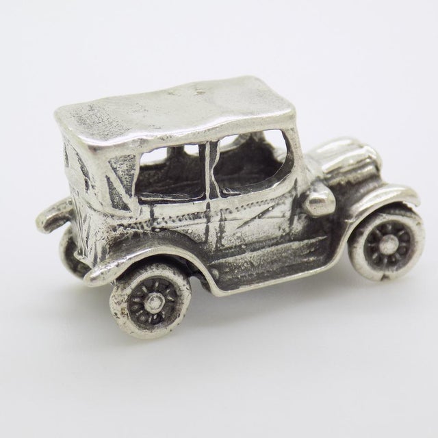 1970s Vintage Italian Handmade Genuine Silver Classic Car Dollhouse Miniature, 1970s For Sale - Image 5 of 11