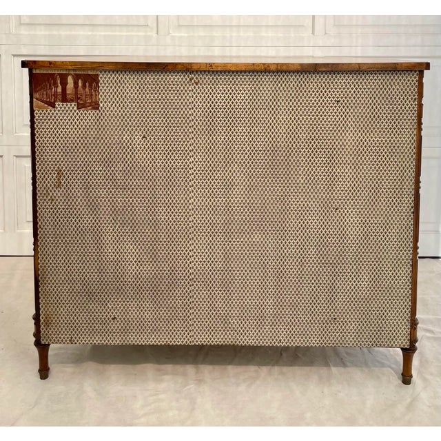 Traditional Burl Sunburst Inlay Wood Demi-Lune Chest of Drawers Commode For Sale - Image 9 of 12