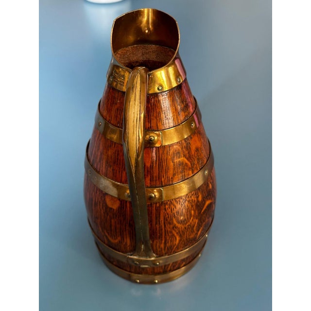 Oak and Brass Pitcher by Gérard Lafitte, France, 1950s For Sale - Image 10 of 17