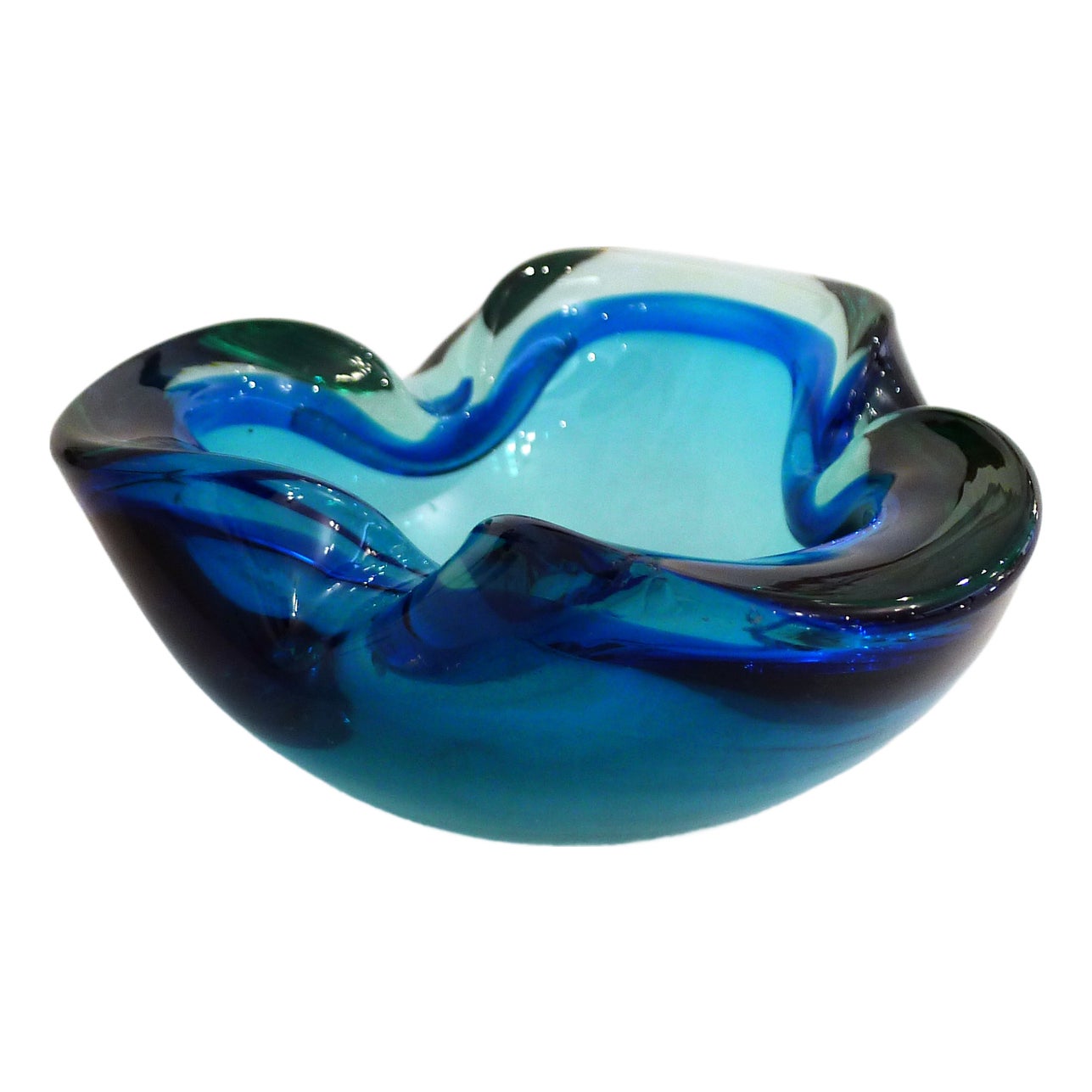 2-Tone Sommerso Murano Glass Ashtray, 1960s | Chairish