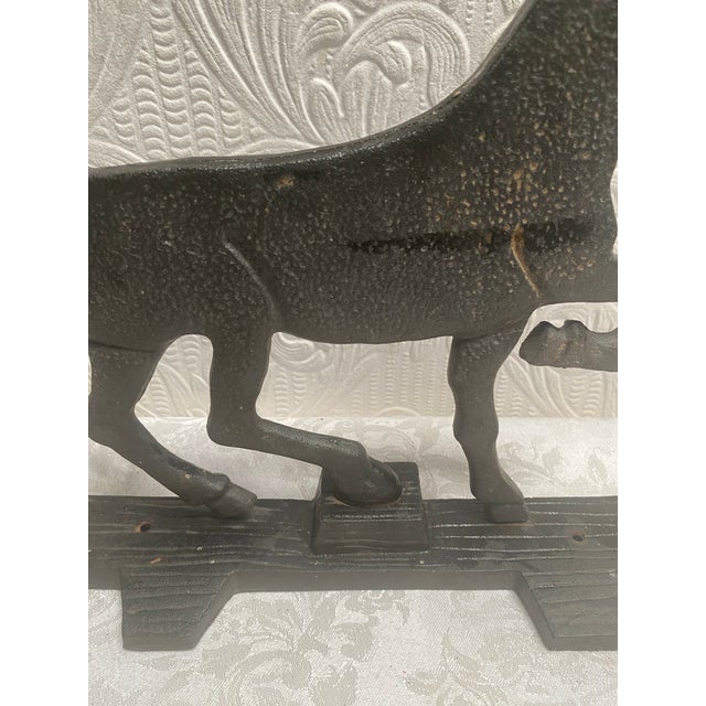 1950s Vintage Hand Made Cast Iron Black Horse Weathervane Top For Sale - Image 5 of 12