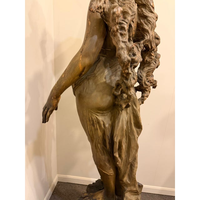 Wood 19th Century French Hand-Carved Venus or Aphrodite Statue in Faux Bronze, Circa 1870 For Sale - Image 7 of 16