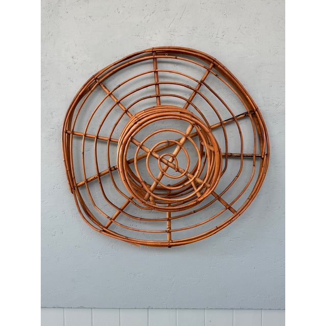 Light Yellow Vintage Bamboo Hat Decorative Object, 1970s For Sale - Image 8 of 13