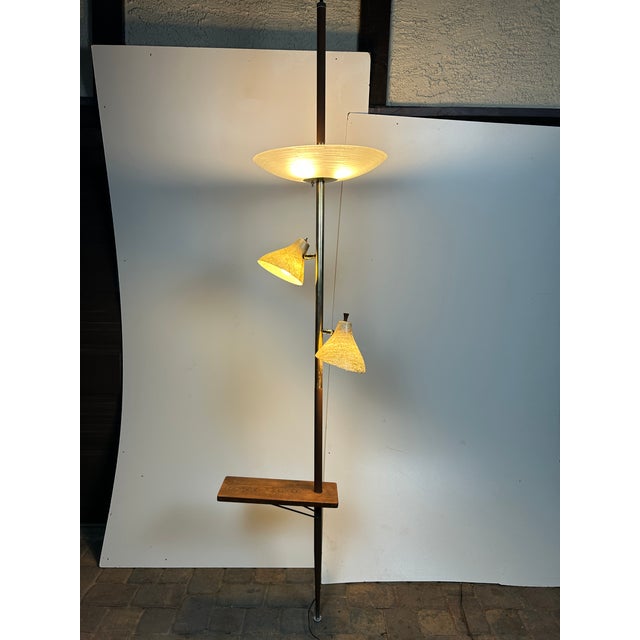 Mid-Century Modern Vintage Mid-Century Modern 3-Light Tension Pole Lamp For Sale - Image 3 of 6