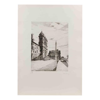 Giuseppe Malandrino, Spanish Steps, 1970, Etching For Sale