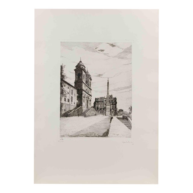 Giuseppe Malandrino, Spanish Steps, 1970, Etching For Sale