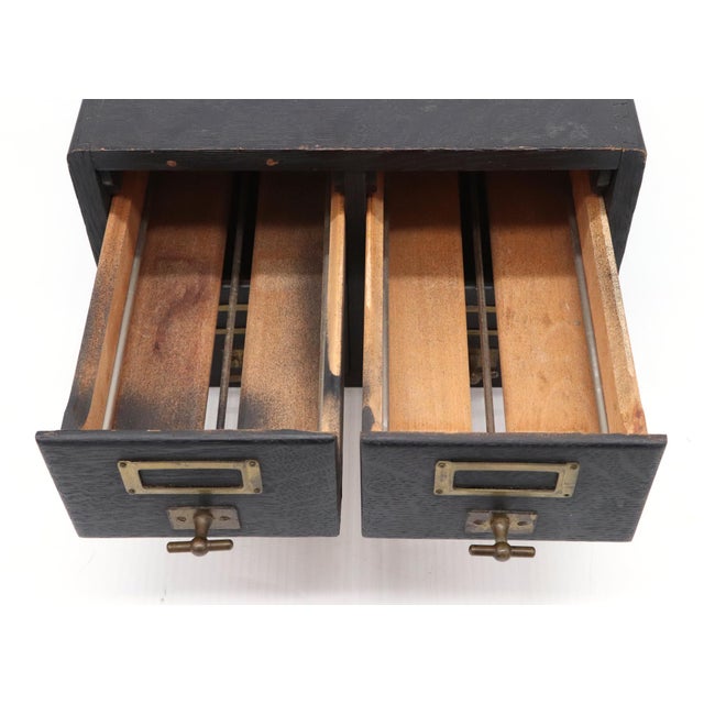 Traditional Vintage Four Drawer Tabletop Oak Card File For Sale - Image 3 of 8