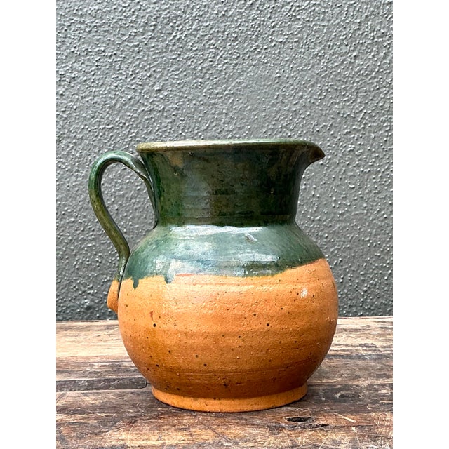 Green Vintage Original Studio Pottery Pitcher For Sale - Image 8 of 12