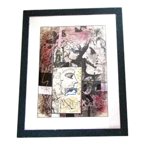 1960s John Moraitis Abstract Expressionist Painting of Faces