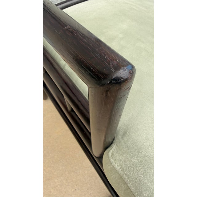 Light Green Late 20th Century Pair of McGuire San Francisco Asian Modern Faux Bamboo Lounge Chairs For Sale - Image 8 of 13