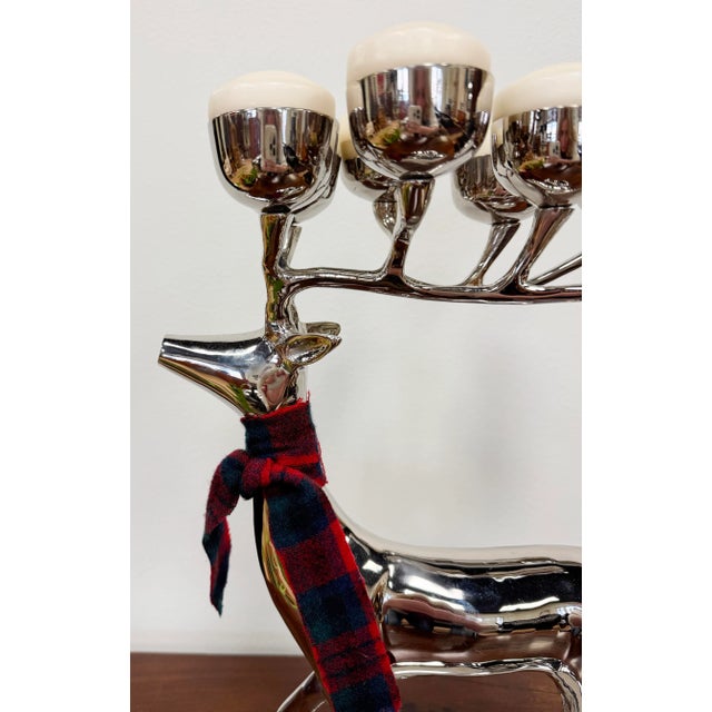 Vintage Polished Silver 10 Point Stag Deer Candelabra For Sale - Image 9 of 9