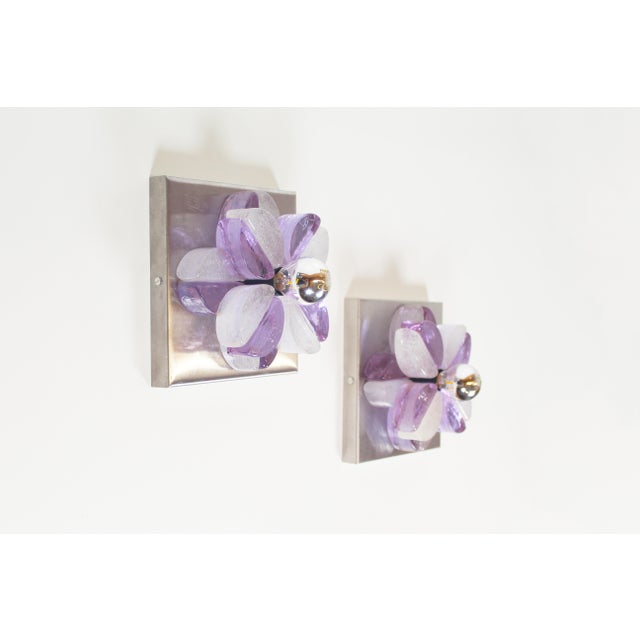 Brutalist Glass Wall Sconces by Albano Poli for Poliarte, Italy, 1970s, Set of 2 For Sale - Image 9 of 9