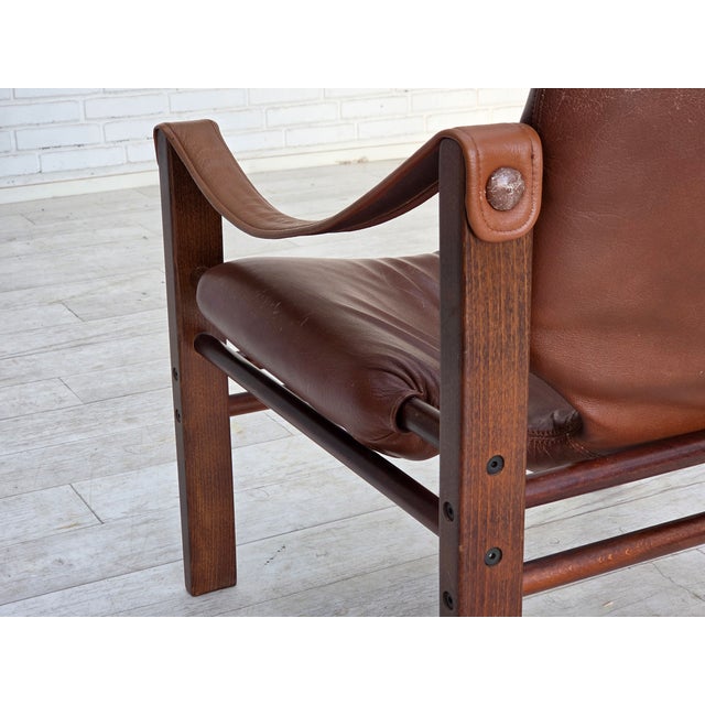 Danish Safari Armchair in Leather from Skipper's Furniture, 1970s For Sale - Image 12 of 17