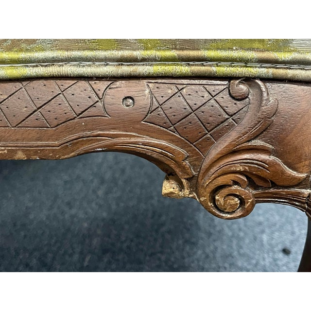 Carved Mahogany Antique Library Chair, Newly Reupholstered For Sale - Image 10 of 12