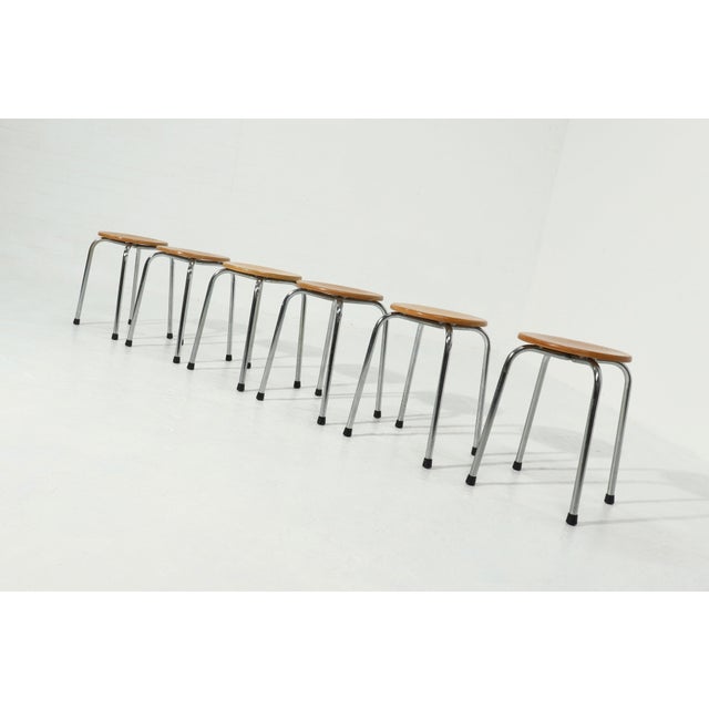 Wood Industrial Dutch Stool from Oostwoud Fabrieken Franeker, 1960s For Sale - Image 7 of 11