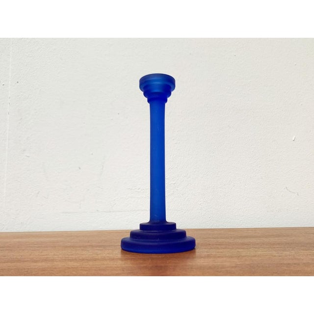 Postmodern Blue Glass Candleholder, 1990s For Sale - Image 16 of 16