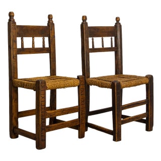 Spanish Side Chairs in Pine, 1800s, Set of 2 For Sale