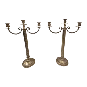 Monumental Nickel Candleabras -A Pair