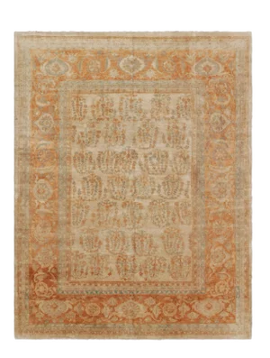 Rug & Kilim’s Agra Style Rug in Beige and Amber With Floral Patterns