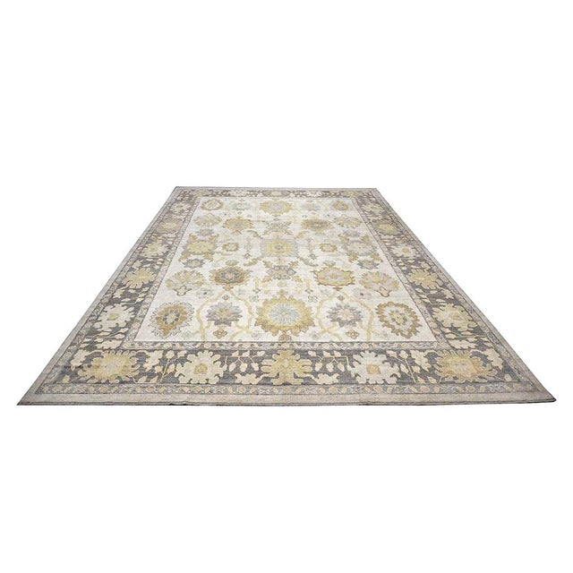 Traditional 21st Century Turkish Oushak 10X14 Ash Brown, Buff & Khaki Handmade Area Rug #1144080 For Sale - Image 3 of 16