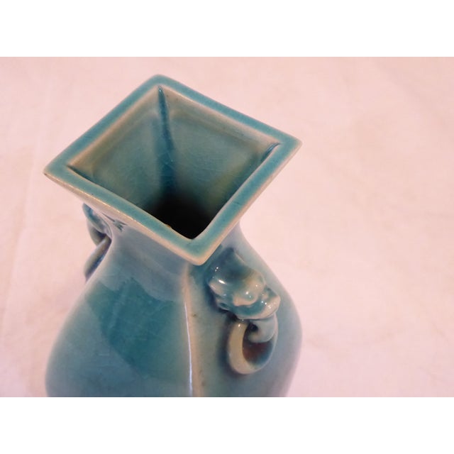 Chinese Vintage Chinese Turquoise Ceramic Vase For Sale - Image 3 of 4