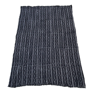 Vintage African Black and White Mud Cloth Textile Mali 62" by 43"