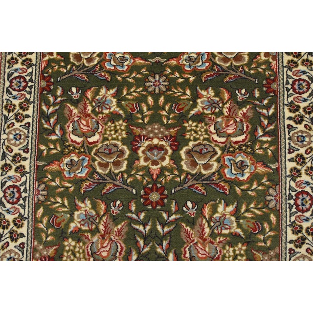 Green Sarouk Runner 2’4” X 11’6” Green Wool Traditional Hand-Knotted Oriental Rug For Sale - Image 8 of 14