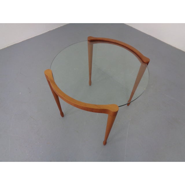 Giotto Glass and Cherry Wood Side Table by Tarcisio Colzoni for Porada, Italy, 1990s For Sale - Image 6 of 13