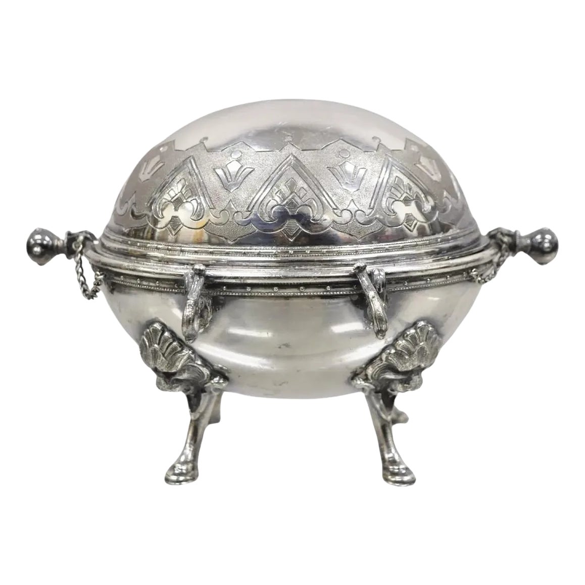 Antique English Edwardian Small Silver Plated Revolving Lid Butter Dish ...