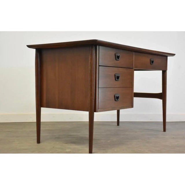 Mid-Century Modern 1960s Refinished Walnut Mid Century Desk For Sale - Image 3 of 10