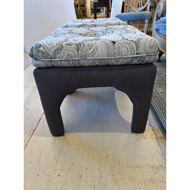 Textile Mid Century Modern Pillow Top Upholstered Ottomans -A Pair For Sale - Image 7 of 9