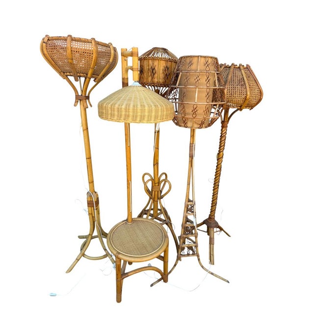 Rattan Floor Lamp in the style of Louis Sognot, France, 1950s For Sale - Image 14 of 15