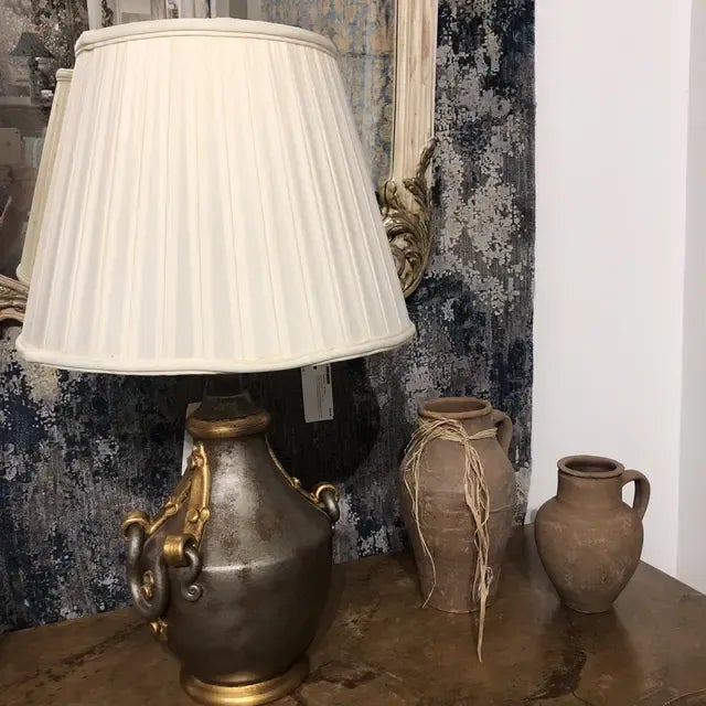 Italian Hand Painted Ceramic Lamp With Shade For Sale In Dallas - Image 6 of 12