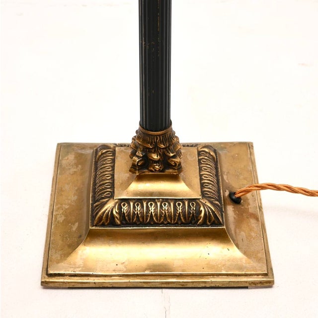 Antique Neoclassical Brass and Enamelled Tole Floor Lamp, 1930 For Sale - Image 6 of 8