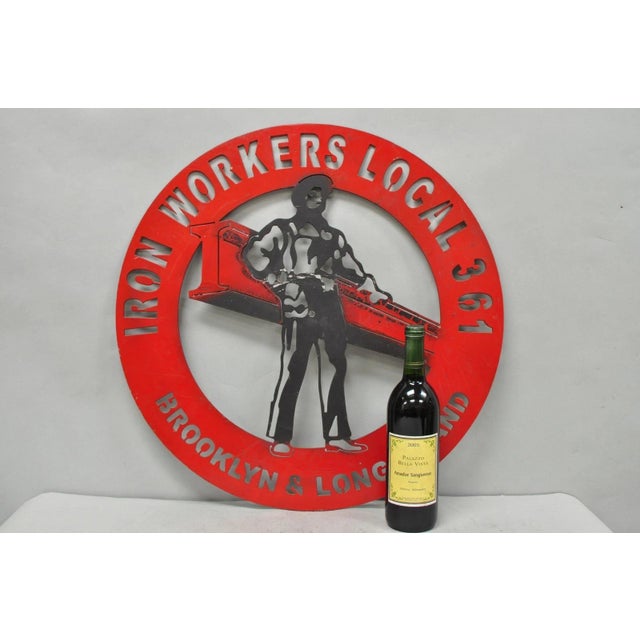 Vintage Iron Workers 361 Brooklyn & Long Island Wall Hanging Steel Black Metal Laser Cut Plaque. Circa Late 20th Century....