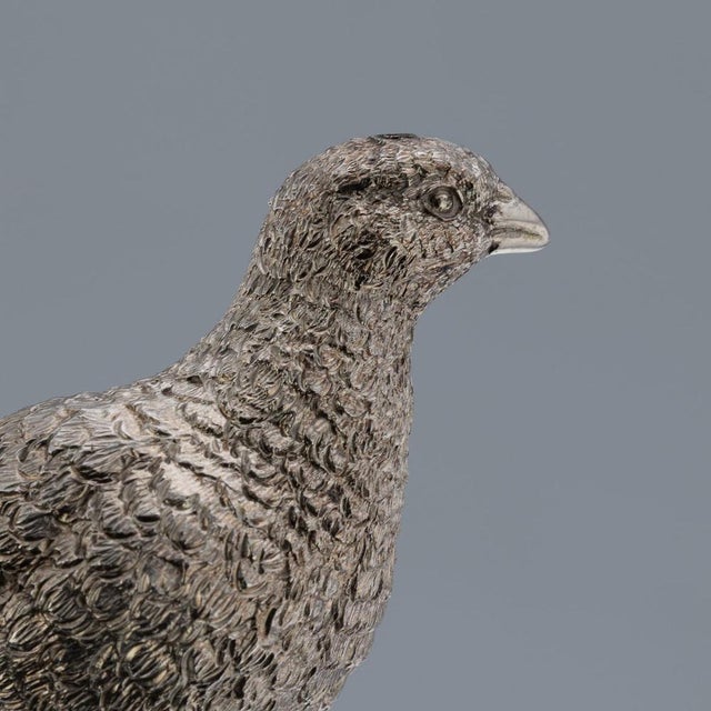 Vintage English Silver Pheasant Salt and Pepper Shakers from Asprey, 1970, Set of 2 For Sale - Image 17 of 18