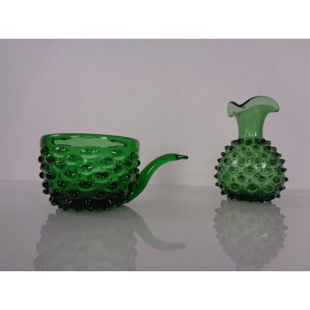 Italian Green Bubble Glass Vase & Bowl from Empoli, 1960s, Set of 2 For Sale - Image 16 of 16