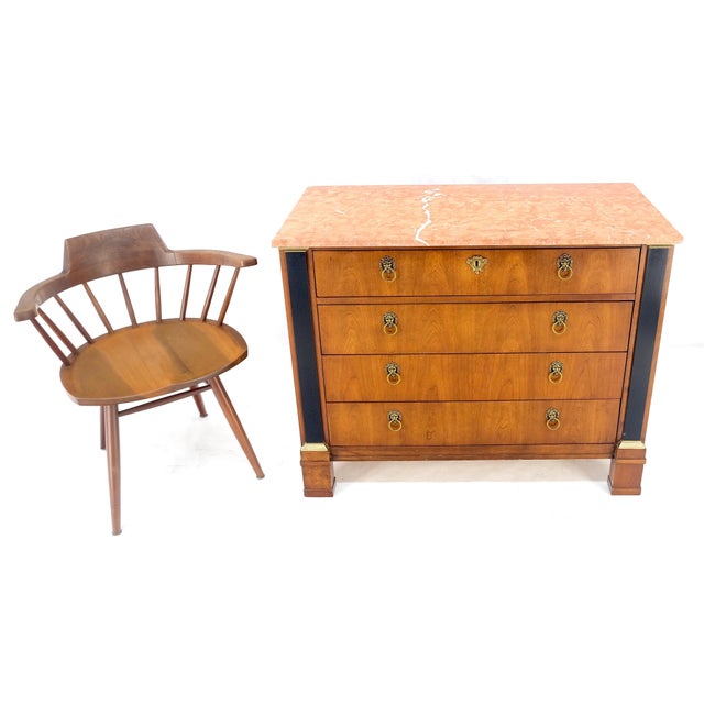 Burnt Orange Baker 4 Drawer Marble Top Neoclassical Empire Revival Console Chest Dresser MINT For Sale - Image 8 of 15