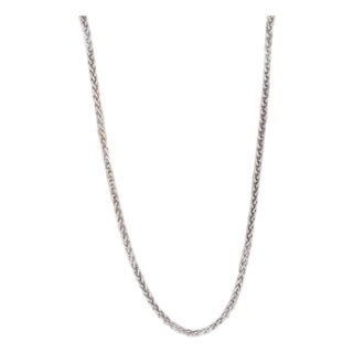 Wheat Chain Necklace 29.75" 1.4mm 14k White Gold For Sale