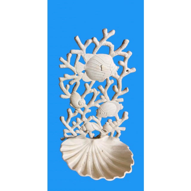 Metal Vintage Coastal Cast - Iron Coral & Seashells Sconces - A Pair For Sale - Image 7 of 10