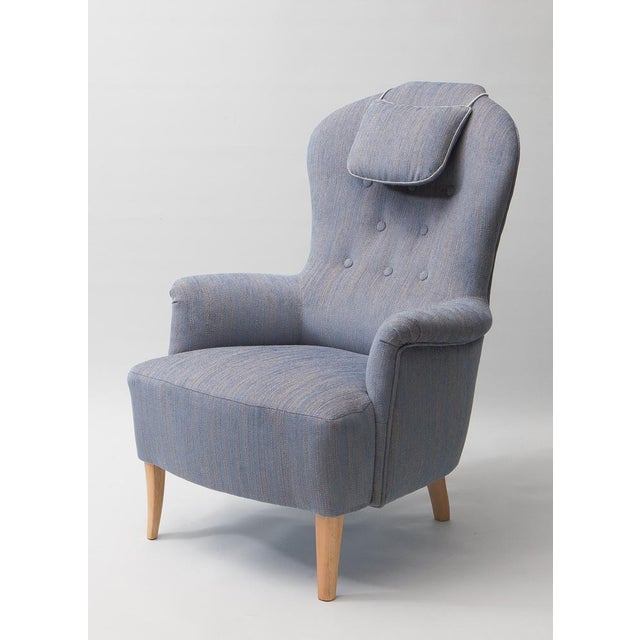 Fully restored “Farmor” Armchairs attributed to Carl Malmsten for O.H. Sjögren: new upholstery in Zimmer+Rohde fabric,...