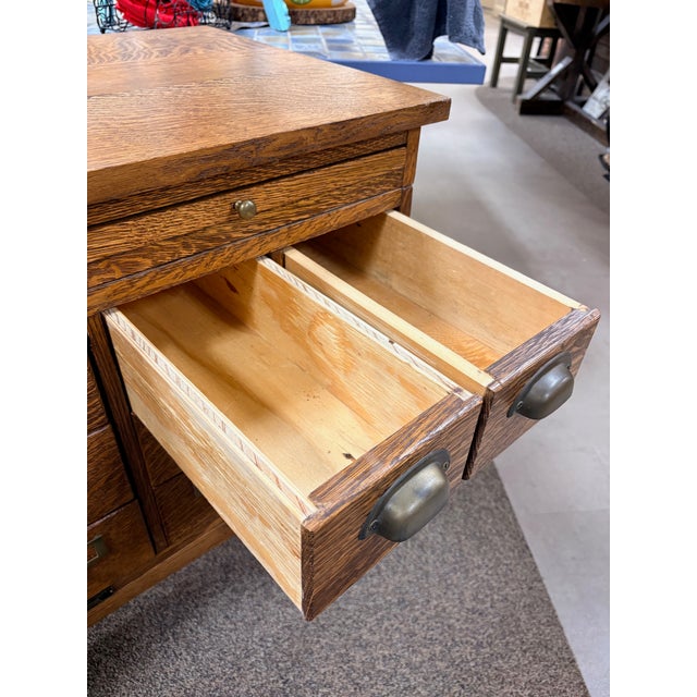 Antique Oak Index Card Size Us Treasury Dept. Cabinet Table For Sale - Image 9 of 15