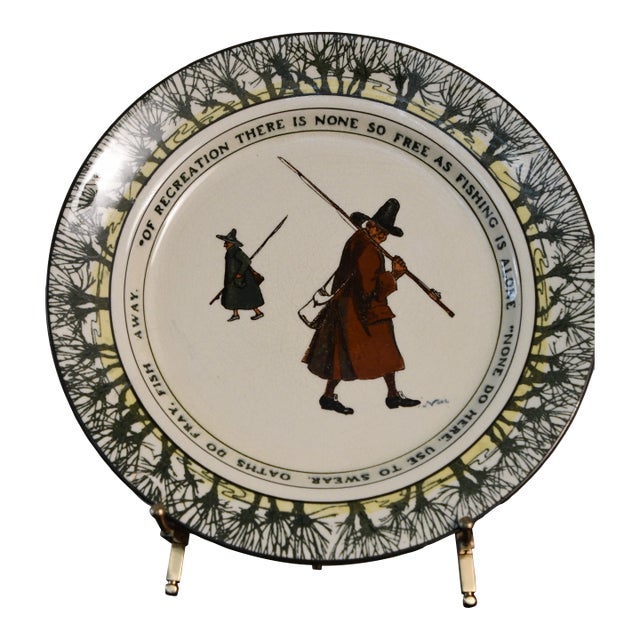 Antique Royal Doulton Isaac Walton Ware "Gallant Fishers" Plate For Sale