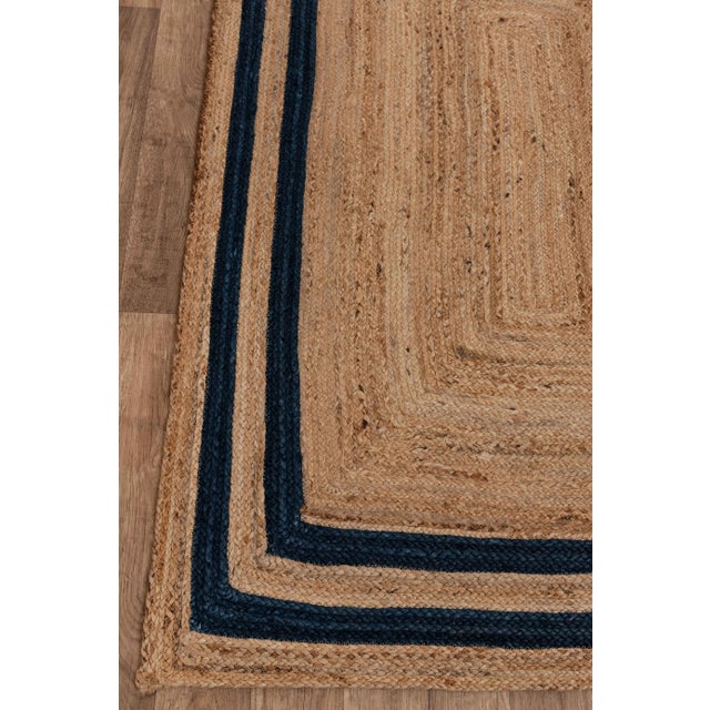 4'x6' Navy Blue Jute Braided Rectangle Boho Chic Rug For Sale - Image 6 of 8