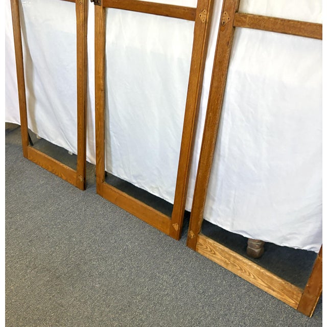 Vintage Architectural Salvage Oak and Glass Doors- Set of 3 For Sale In West Palm - Image 6 of 18