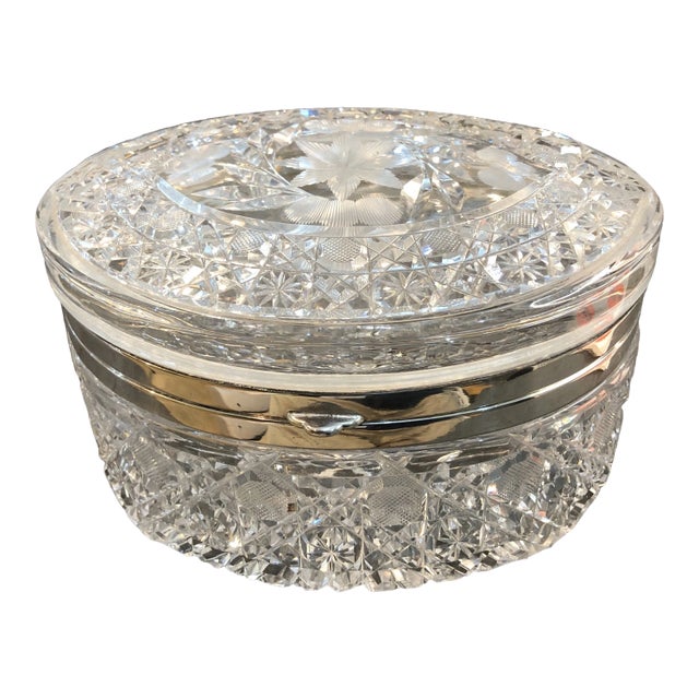 Large Oval Cut Crystal Box For Sale