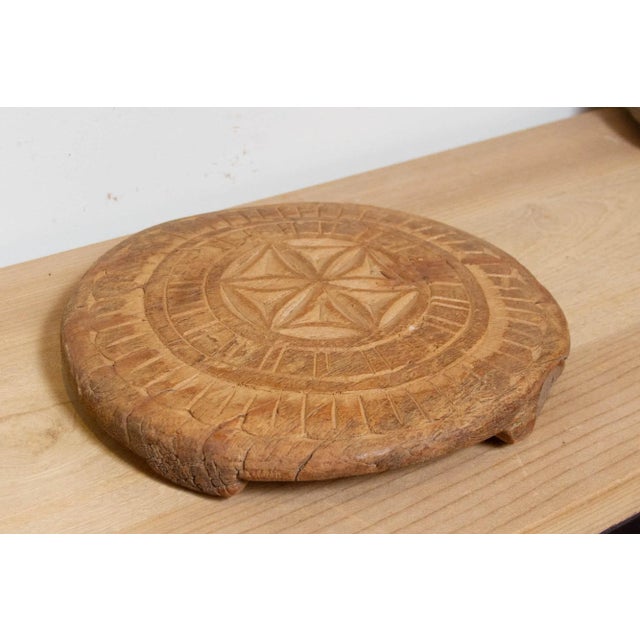 Rustic Carved Light Brown Plate For Sale - Image 4 of 6